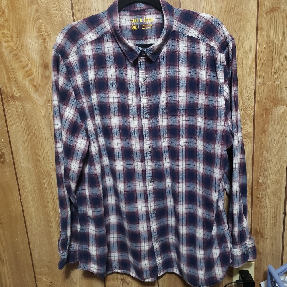 Long Sleeve Button Up Shirt Multi Color Men's 2X Line of Trade Plaid Flannel